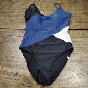 Summersalt Sz 10 One Piece Swimsuit Black Blue Colorblock Beach Swimwear